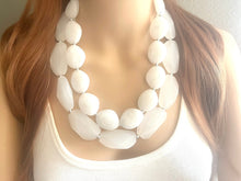 Load image into Gallery viewer, White Necklace, multi strand jewelry, big beaded chunky statement necklace, white necklace, bridesmaid necklace, bib necklace, white