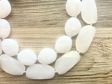Load image into Gallery viewer, White Necklace, multi strand jewelry, big beaded chunky statement necklace, white necklace, bridesmaid necklace, bib necklace, white