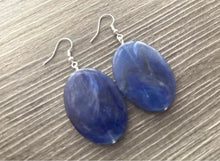 Load image into Gallery viewer, Royal Blue & Mint Chunky Statement Necklace, Big beaded jewelry, double strand Statement Necklace, chunky green dark blue bib earrings