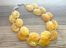 Load image into Gallery viewer, Sunny Yellow marigold Necklace, multi strand colorful jewelry, big beaded chunky statement necklace, yellow necklace, yellow earrings