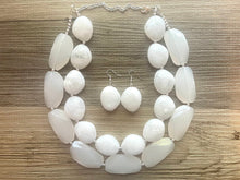 Load image into Gallery viewer, Double Layer White chunky statement necklace, bib jewelry cloudy white necklace, white jewelry, white beaded necklace, white bubble