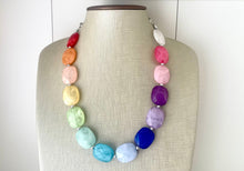 Load image into Gallery viewer, Rainbow Multi Color Chunky Statement Necklace, rainbow single strand, neon necklace, bubble jewelry, multi color jewelry, rainbow jewelry