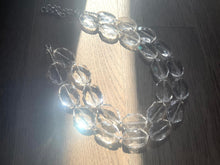 Load image into Gallery viewer, Chunky Clear Crystal Statement Necklace, Faceted Everyday neutral jewelry, statement necklace, silver or gold accents chunky bib necklace