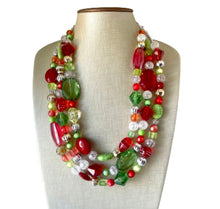 Load image into Gallery viewer, Metallic Christmas Necklace, Red, Green, and BLING! Holiday Jewelry, Christmas Jewelry, Red Green Jewelry, Beaded Christmas Gift Present