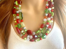 Load image into Gallery viewer, Metallic Christmas Necklace, Red, Green, and BLING! Holiday Jewelry, Christmas Jewelry, Red Green Jewelry, Beaded Christmas Gift Present