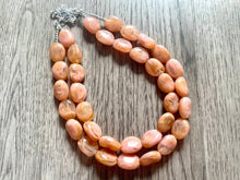 Load image into Gallery viewer, Pink & Champagne Chunky Statement Necklace, Big beaded jewelry, light brown statement, chunky champagne jewelry, beaded jewelry, big beaded
