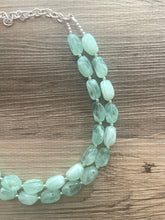 Load image into Gallery viewer, Mint Statement Necklace, Chunky Beaded Necklace, Mint Green Jewelry, Spring Jewelry, green Necklace, mint green beaded necklace, green jewel