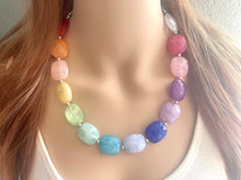 Load image into Gallery viewer, Rainbow Multi Color Chunky Statement Necklace, rainbow single strand, neon necklace, bubble jewelry, multi color jewelry, rainbow jewelry