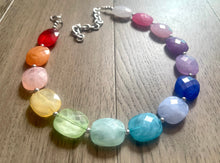 Load image into Gallery viewer, Rainbow Multi Color Chunky Statement Necklace, rainbow single strand, neon necklace, bubble jewelry, multi color jewelry, rainbow jewelry