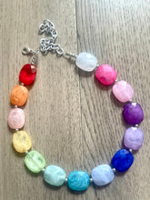 Load image into Gallery viewer, Rainbow Multi Color Chunky Statement Necklace, rainbow single strand, neon necklace, bubble jewelry, multi color jewelry, rainbow jewelry