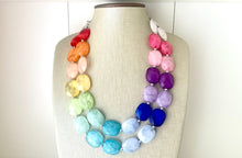 Load image into Gallery viewer, Bright Rainbow Beaded Necklace, Colorful Jewelry, Chunky statement necklace, big beaded necklace, rainbow jewelry, rainbow baby necklace