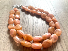 Load image into Gallery viewer, Pink & Champagne Chunky Statement Necklace, Big beaded jewelry, light brown statement, chunky champagne jewelry, beaded jewelry, big beaded