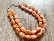 Load image into Gallery viewer, Pink & Champagne Chunky Statement Necklace, Big beaded jewelry, light brown statement, chunky champagne jewelry, beaded jewelry, big beaded