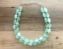 Load image into Gallery viewer, Mint Statement Necklace, Chunky Beaded Necklace, Mint Green Jewelry, Spring Jewelry, green Necklace, mint green beaded necklace, green jewel