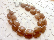 Load image into Gallery viewer, Chocolate Mocha Necklace, Double strand brown jewelry, big beaded bib chunky statement necklace, chunky bib statement, brown jewelry