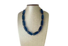 Load image into Gallery viewer, Navy Blue Beaded Necklace, blue Jewelry, Chunky statement necklace, navy jewelry set, blue statement necklace, dark blue earrings