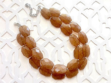 Load image into Gallery viewer, Chocolate Mocha Necklace, Double strand brown jewelry, big beaded bib chunky statement necklace, chunky bib statement, brown jewelry