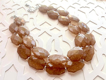 Load image into Gallery viewer, Chocolate Mocha Necklace, Double strand brown jewelry, big beaded bib chunky statement necklace, chunky bib statement, brown jewelry