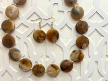 Load image into Gallery viewer, Neutral Statement Necklace, chunky beaded jewelry, chunky brown & cream coffee necklace, color block beaded necklace, beaded jewelry tan