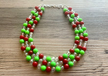 Load image into Gallery viewer, Christmas Necklace, Red & Green Bead Holiday Jewelry, Christmas Earrings set, Red Green Jewelry, Beaded Christmas Gift Christmas Present