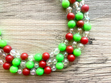 Load image into Gallery viewer, Christmas Necklace, Red & Green Bead Holiday Jewelry, Christmas Earrings set, Red Green Jewelry, Beaded Christmas Gift Christmas Present