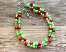 Load image into Gallery viewer, Christmas Necklace, Red & Green Bead Holiday Jewelry, Christmas Earrings set, Red Green Jewelry, Beaded Christmas Gift Christmas Present