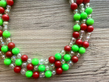 Load image into Gallery viewer, Christmas Necklace, Red & Green Bead Holiday Jewelry, Christmas Earrings set, Red Green Jewelry, Beaded Christmas Gift Christmas Present
