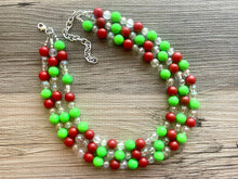 Load image into Gallery viewer, Christmas Necklace, Red & Green Bead Holiday Jewelry, Christmas Earrings set, Red Green Jewelry, Beaded Christmas Gift Christmas Present