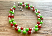 Load image into Gallery viewer, Christmas Necklace, Red & Green Bead Holiday Jewelry, Christmas Earrings set, Red Green Jewelry, Beaded Christmas Gift Christmas Present