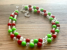 Load image into Gallery viewer, Christmas Necklace, Red & Green Bead Holiday Jewelry, Christmas Earrings set, Red Green Jewelry, Beaded Christmas Gift Christmas Present