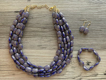 Load image into Gallery viewer, Navy Blue Chunky Statement Necklace, double strand necklace, blue necklace, dark blue necklace, navy blue wedding, bridesmaid necklace