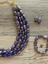 Load image into Gallery viewer, Navy Blue Chunky Statement Necklace, double strand necklace, blue necklace, dark blue necklace, navy blue wedding, bridesmaid necklace