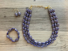 Load image into Gallery viewer, Navy Blue Chunky Statement Necklace, triple strand necklace, blue necklace, dark blue necklace, navy blue wedding, bridesmaid necklace