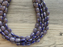 Load image into Gallery viewer, Navy Blue Chunky Statement Necklace, double strand necklace, blue necklace, dark blue necklace, navy blue wedding, bridesmaid necklace