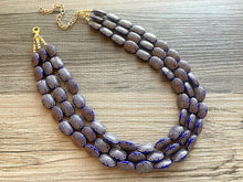 Load image into Gallery viewer, Navy Blue Chunky Statement Necklace, triple strand necklace, blue necklace, dark blue necklace, navy blue wedding, bridesmaid necklace