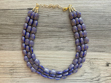 Load image into Gallery viewer, Navy Blue Chunky Statement Necklace, triple strand necklace, blue necklace, dark blue necklace, navy blue wedding, bridesmaid necklace