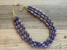 Load image into Gallery viewer, Navy Blue Chunky Statement Necklace, triple strand necklace, blue necklace, dark blue necklace, navy blue wedding, bridesmaid necklace