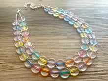 Load image into Gallery viewer, Rainbow Beaded Necklace, Colorful Jewelry, Chunky statement necklace, big beaded necklace, rainbow jewelry, rainbow baby confetti necklace