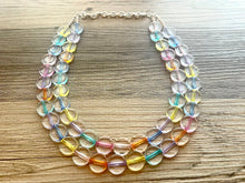 Load image into Gallery viewer, Rainbow Beaded Necklace, Colorful Jewelry, Chunky statement necklace, big beaded necklace, rainbow jewelry, rainbow baby confetti necklace