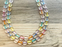 Load image into Gallery viewer, Rainbow Beaded Necklace, Colorful Jewelry, Chunky statement necklace, big beaded necklace, rainbow jewelry, rainbow baby confetti necklace