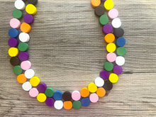 Load image into Gallery viewer, Colorful Wood Statement Necklace, Chunky Beaded Necklace, colorful Jewelry, rainbow necklace, multi color Necklace, beaded necklace jewelry