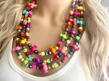 Load image into Gallery viewer, Candy Sherbet Chunky Rainbow Beaded Necklace, Colorful Jewelry statement necklace, big beaded necklace, rainbow jewelry baby