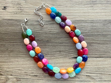 Load image into Gallery viewer, Colorful Gem Statement Necklace, Chunky Beaded Necklace, colorful Jewelry, rainbow necklace, multi color Necklace, beaded necklace jewelry