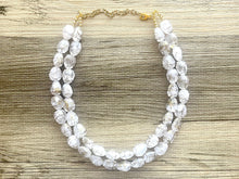 Load image into Gallery viewer, Gold Goddess statement necklace, Double Strand jewelry, gifts for women bib jewelry Multi-Strand Nugget metallic gold painted