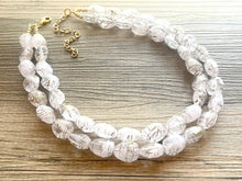 Load image into Gallery viewer, Gold Goddess statement necklace, Double Strand jewelry, gifts for women bib jewelry Multi-Strand Nugget metallic gold painted