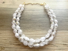 Load image into Gallery viewer, Gold Goddess statement necklace, Double Strand jewelry, gifts for women bib jewelry Multi-Strand Nugget metallic gold painted