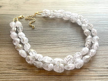 Load image into Gallery viewer, Gold Goddess statement necklace, Double Strand jewelry, gifts for women bib jewelry Multi-Strand Nugget metallic gold painted