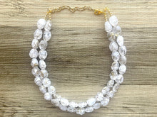 Load image into Gallery viewer, Gold Goddess statement necklace, Double Strand jewelry, gifts for women bib jewelry Multi-Strand Nugget metallic gold painted