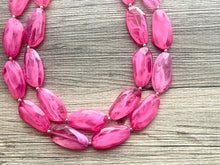 Load image into Gallery viewer, Big Bead pink Necklace, Double Strand Statement Jewelry, magenta blush Chunky bib bridesmaid everyday bubble jewelry hot pink
