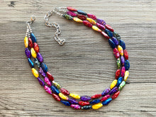 Load image into Gallery viewer, Rainbow Tie Dye Beaded Necklace, Colorful Jewelry, Chunky statement necklace, big beaded necklace, rainbow jewelry, rainbow baby confetti